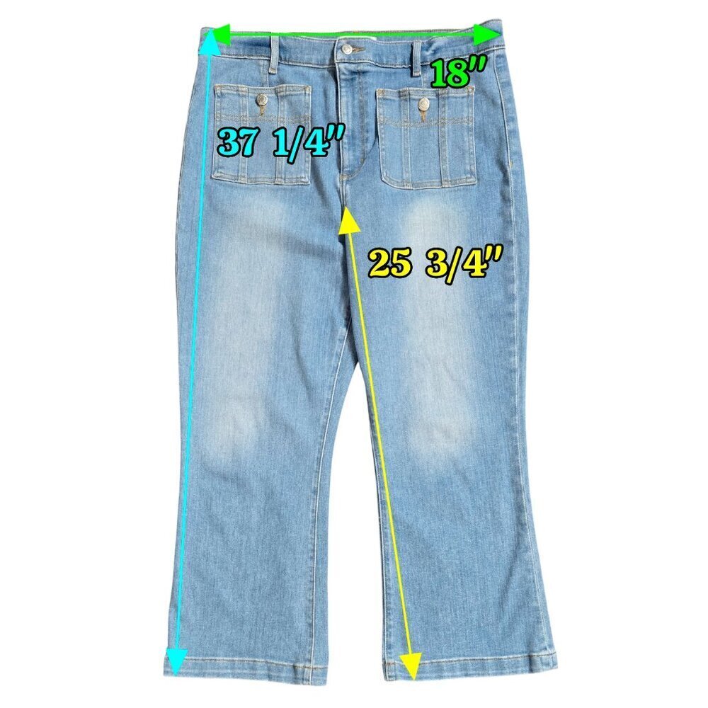 LOFT Patch Pocket Kick Crop Jeans in Bright Vintage Light Wash Retro Look 765053 - Picture 2 of 12